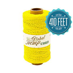 Yellow 20# Polished Hemp Twine - 1 mm Diameter - 410 ft Spool