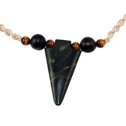 Hemp Necklace with Serpentine Arrowhead Pendant